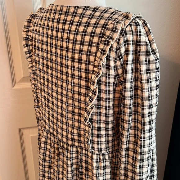 NWOT Andree by Unit - Plaid Ruffled Long Sleeve Dress - Picture 4 of 6